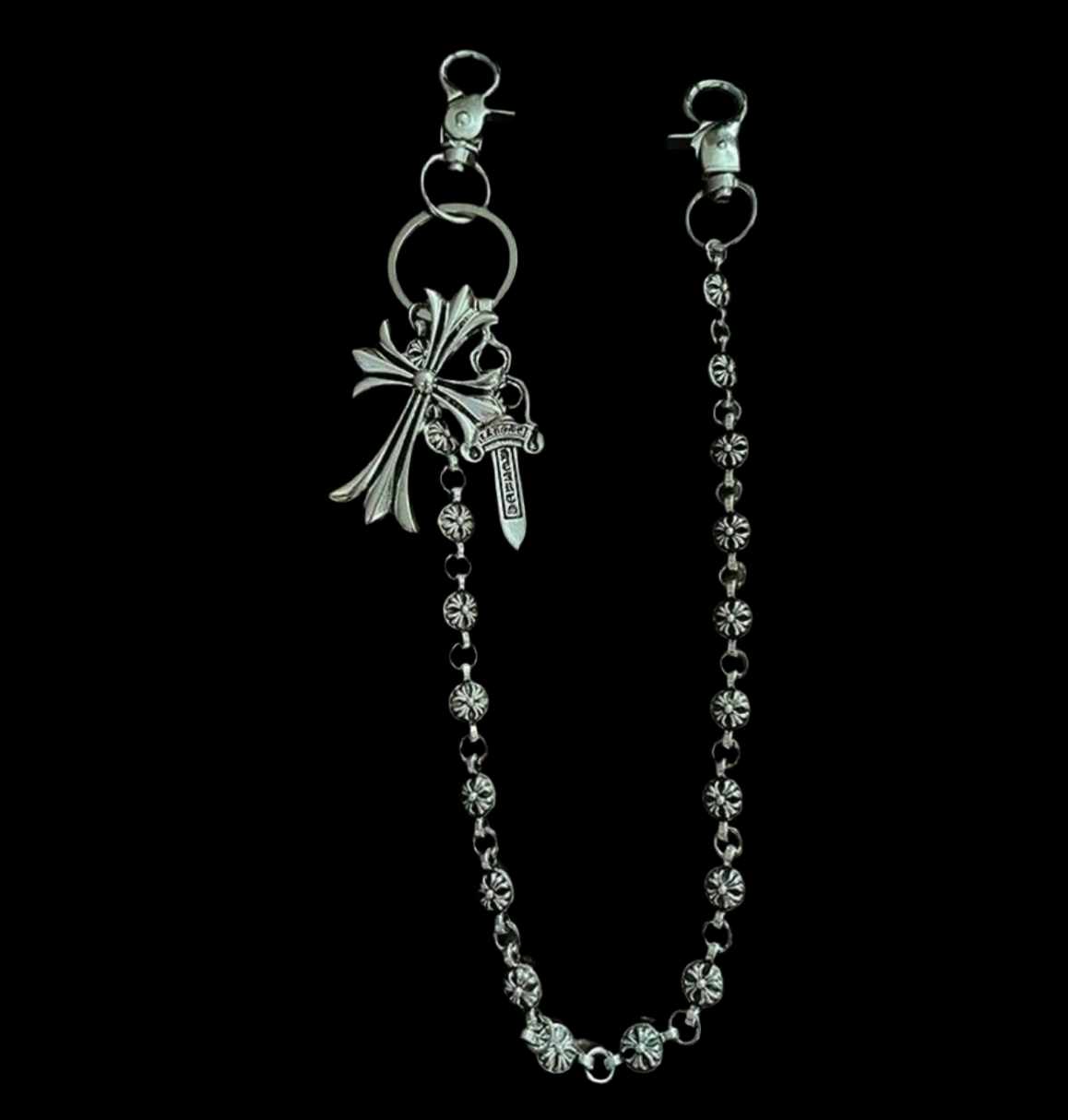HEAVY STERLING SILVER JEAN-CHAIN WITH PENDANTS
